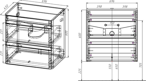 Тумба под умывальник Symbolite Атлантика 70 Люкс Plus