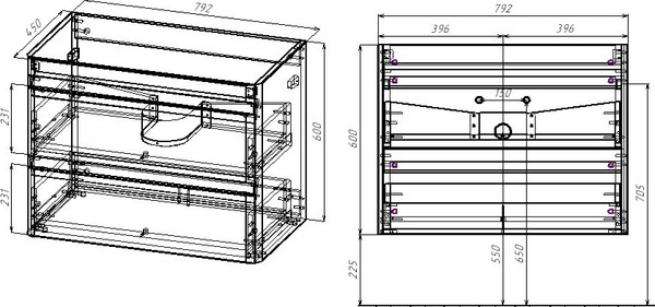 Тумба под умывальник Symbolite Атлантика 80 Люкс Plus