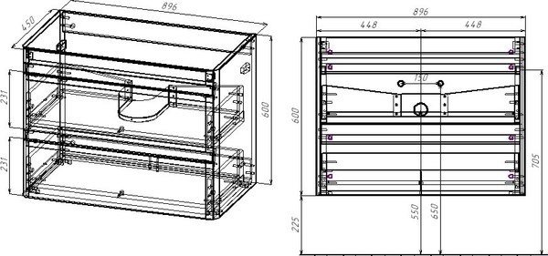Тумба под умывальник Symbolite Атлантика 90 Люкс Plus