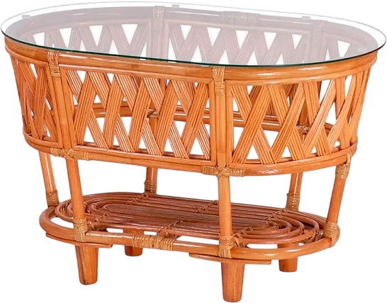 Кофейный столик садовый Мебель Солнца Рузвельт CBN овальный (коньяк) - фото