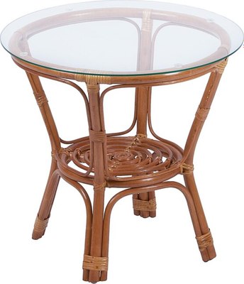 Кофейный столик садовый Мебель Солнца Багама 01/17 круглый (коньяк) - фото