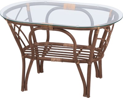 Кофейный столик садовый Мебель Солнца Багама 01/17 овальный (орех матовый) - фото