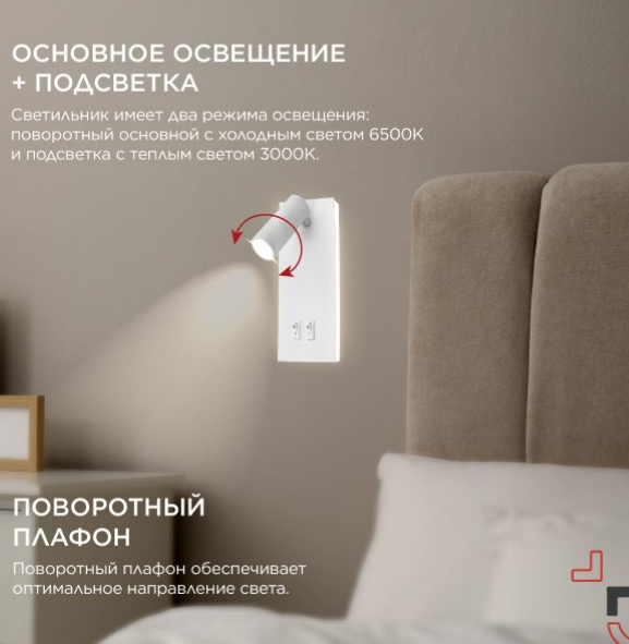 Бра INhome Nota P1565-30WH 15Вт 6500К / 4690612060194