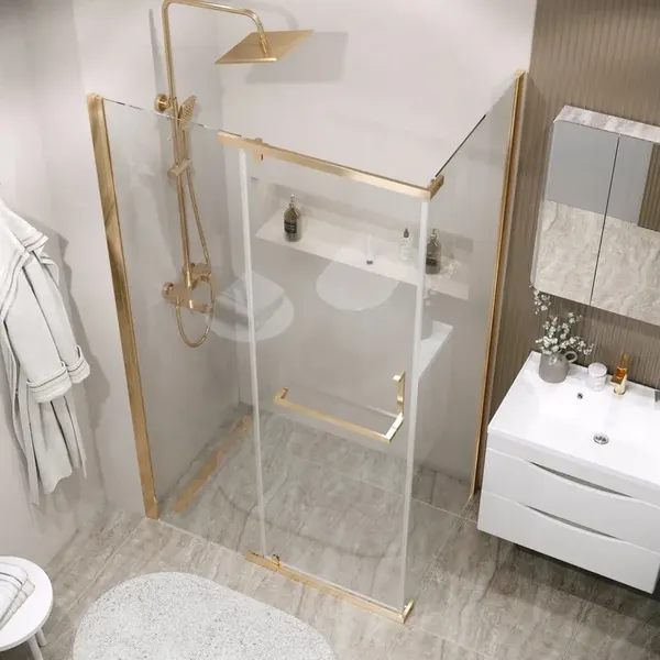 Душевая стенка Grossman Pragma 100х195 / 200.K33.03.100.32.00 (золото сатин/стекло прозрачное)