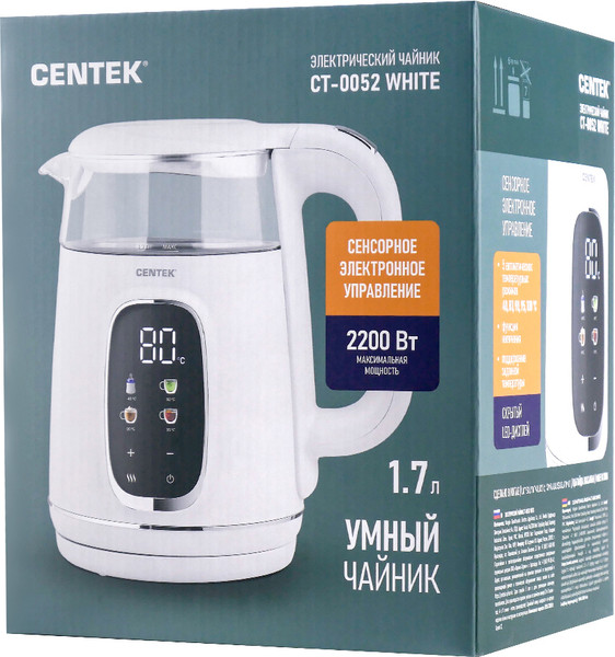 Электрочайник Centek CT-0052 (белый)