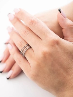 Кольцо Wolves Раухтопаз Двойное 6066 - фото