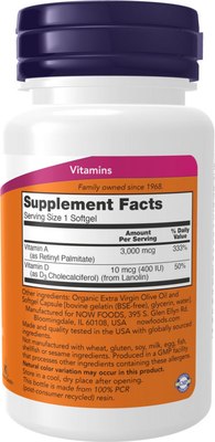 Мультивитаминный комплекс NOW Foods Vitamin A&D 10000/400ui