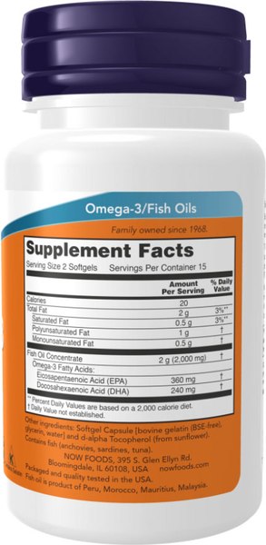 Жирные кислоты NOW Foods Omega-3 1000мг