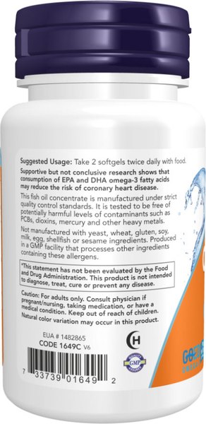 Жирные кислоты NOW Foods Omega-3 1000мг