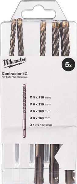 Набор буров Milwaukee Contractor 4C 5/6х110мм и 6/8/10х160мм / 4932498909 - фото
