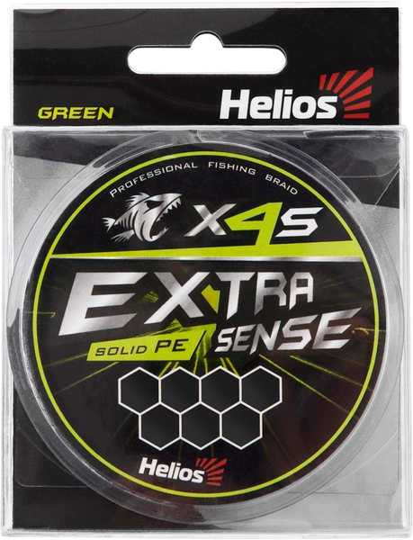 Леска плетеная Helios Extrasense X4S PE Green 92м 4/65LB 0.35мм / HS-ES-X4S-4/65LB - фото