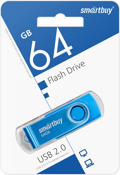 USB flash накопитель SmartBuy Twist Blue 64GB (SB064GB2TWB)