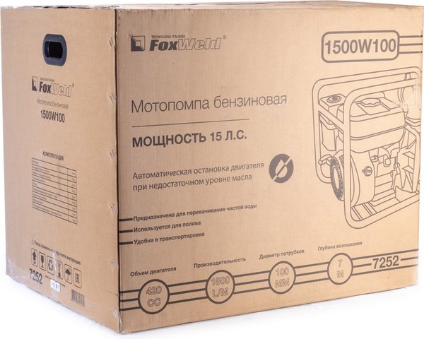 Мотопомпа FoxWeld 1500W100 / 7252