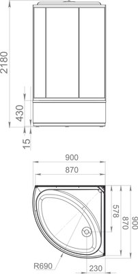 Душевая кабина Domani-Spa Simple 99 High 90x90 / DS01Sm99HBT00-V1. 2