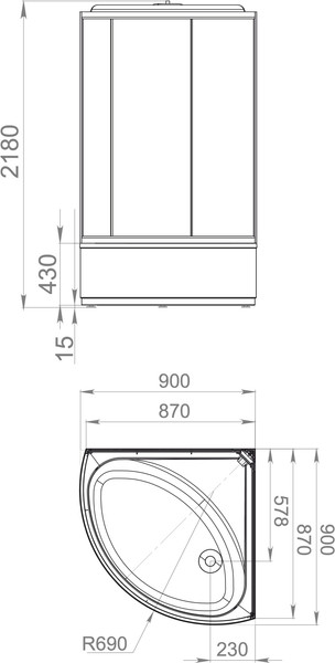 Душевая кабина Domani-Spa Simple 99 High 90x90 / DS01Sm99HWM00-V1.2