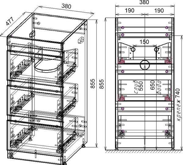 Тумба под умывальник Symbolite Даллас 100 Люкс Plus 3 ящика