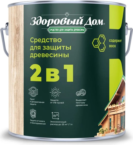 Защитно-декоративный состав Здоровый дом 2в1 Орех