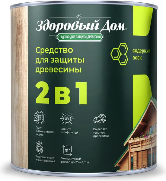 Защитно-декоративный состав Здоровый дом 2в1 Рябина