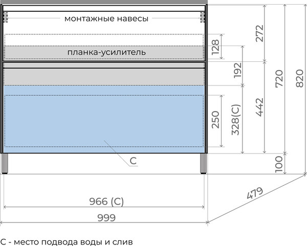 Тумба под умывальник Symbolite Лима 100 Line Plus 2 ящика