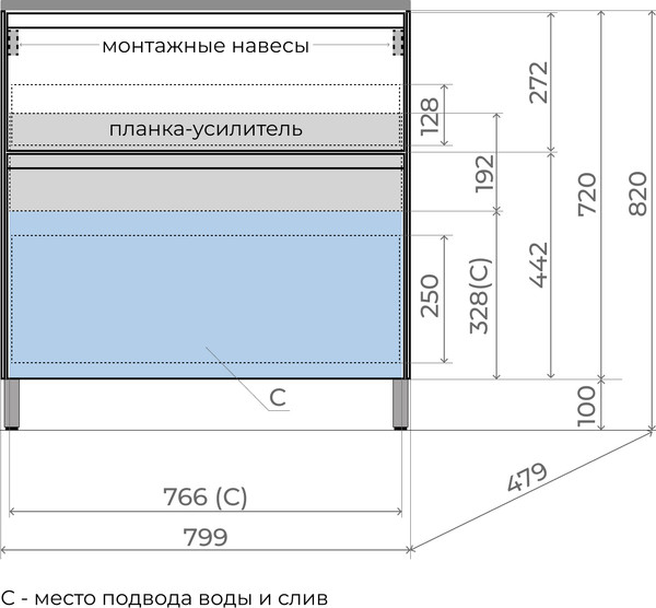 Тумба под умывальник Symbolite Лима 80 Line Plus 2 ящика