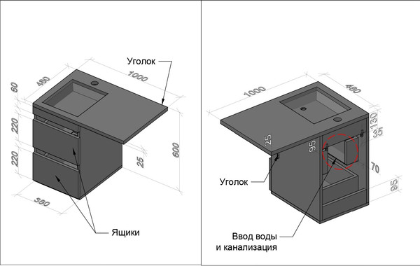 Тумба под умывальник Symbolite Даллас 100 Люкс Plus