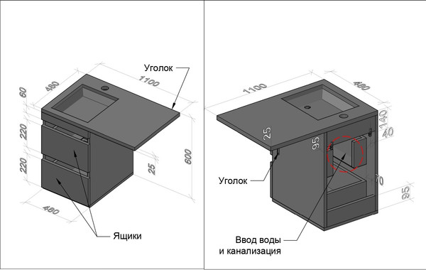 Тумба под умывальник Symbolite Даллас 110 Люкс Plus
