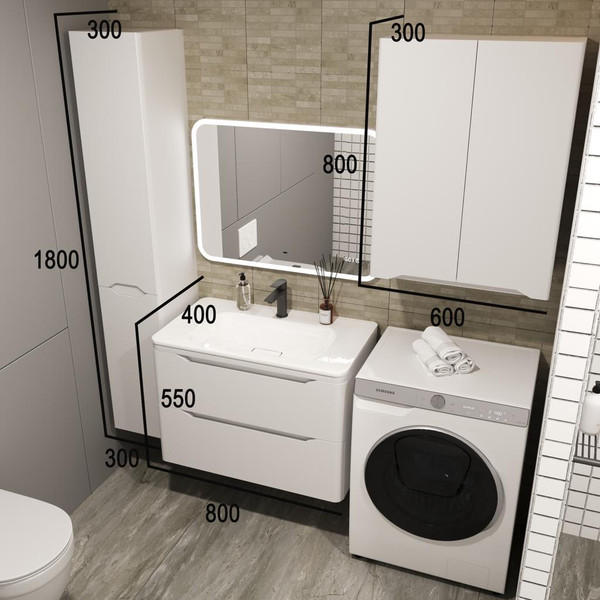 Тумба под умывальник Symbolite Марелла 80 Люкс Plus 2 ящика