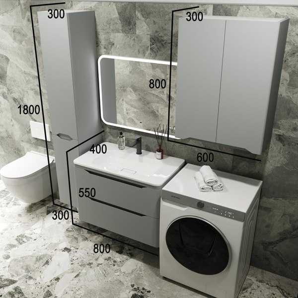 Тумба под умывальник Symbolite Марелла 80 Люкс Plus 2 ящика