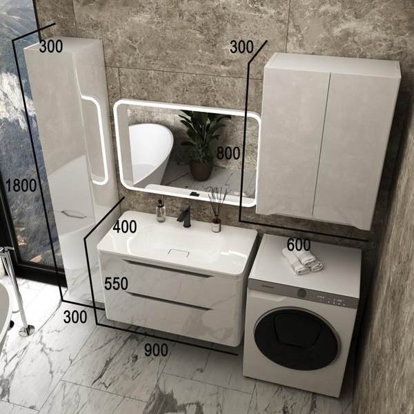 Тумба под умывальник Symbolite Марелла 90 Люкс Plus 2 ящика