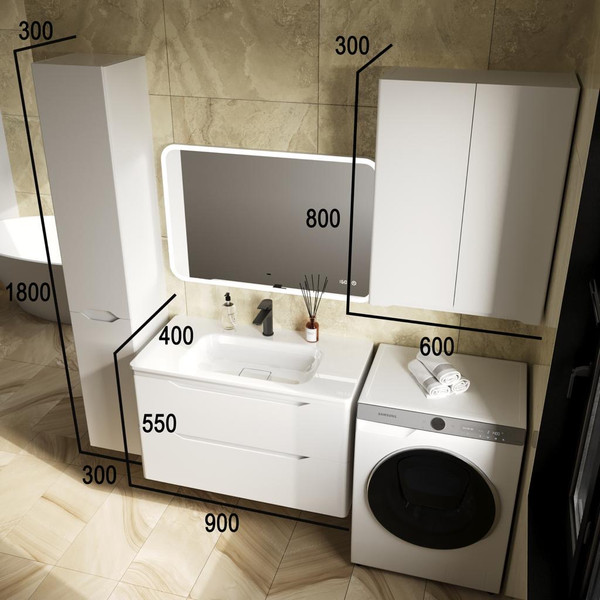 Тумба под умывальник Symbolite Марелла 90 Люкс Plus 2 ящика