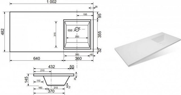 Умывальник Symbolite Estetus Даллас 100x48 правый