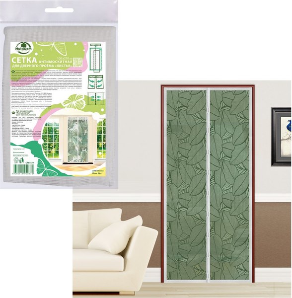 Москитная сетка на дверь Мультидом Листья CF84-39
