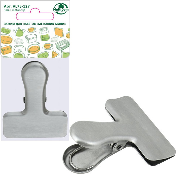Зажим для пакетов Мультидом Металлик-Мини VL75-127