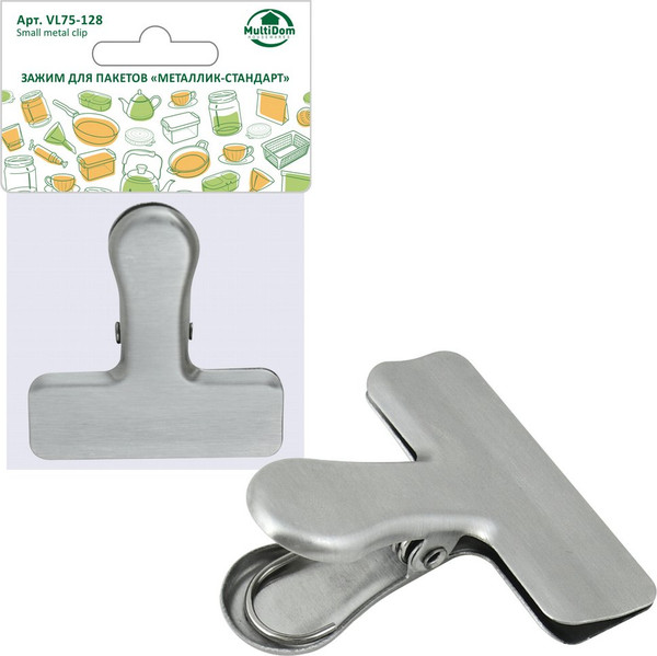 Зажим для пакетов Мультидом Металлик-Стандарт VL75-128