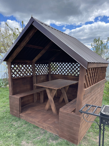 Беседка КомфортПром С двухскатной крышей 2x2метра / 102222223