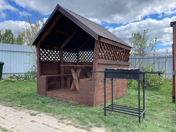 Беседка КомфортПром С двухскатной крышей 2x3 метра / 102222224