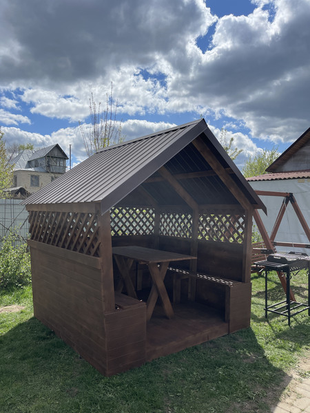 Беседка КомфортПром С двухскатной крышей 2x3 метра / 102222224