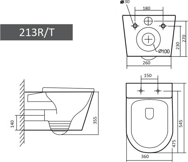 Унитаз подвесной Grado GD-W213R matt