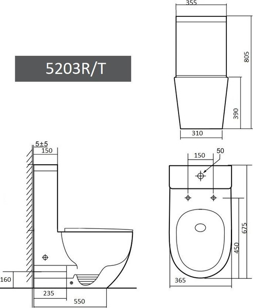 Унитаз напольный Grado GD-5203R Моно