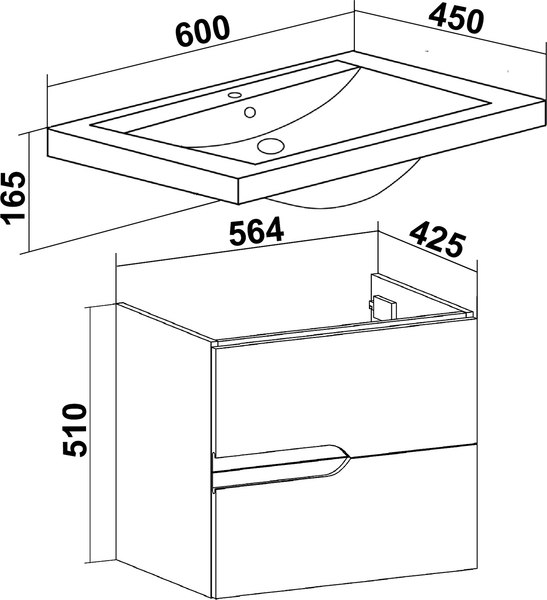 Тумба под умывальник Runo Стокгольм 60