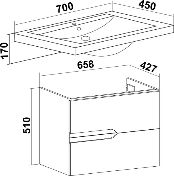 Тумба под умывальник Runo Стокгольм 70