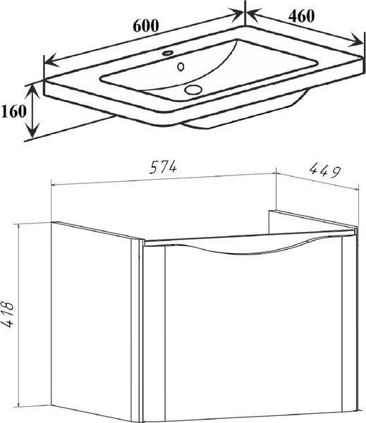 Тумба под умывальник Runo Тоскана 60