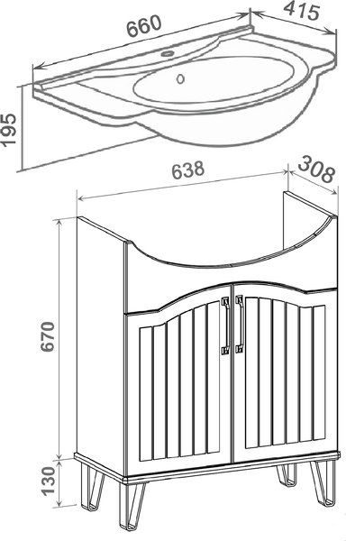 Тумба под умывальник Runo Марсель 65