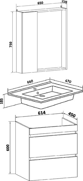 Тумба под умывальник Runo Манхэттен 65