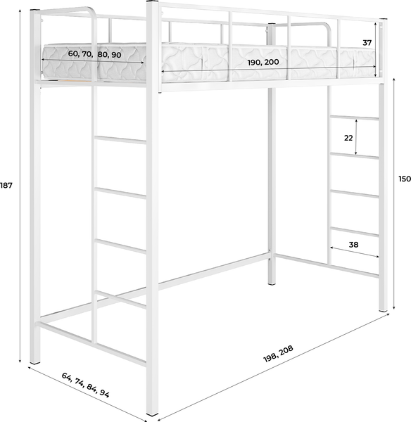 Односпальная кровать Князев Мебель Хельга 1 ХЕ1.80.200.Б