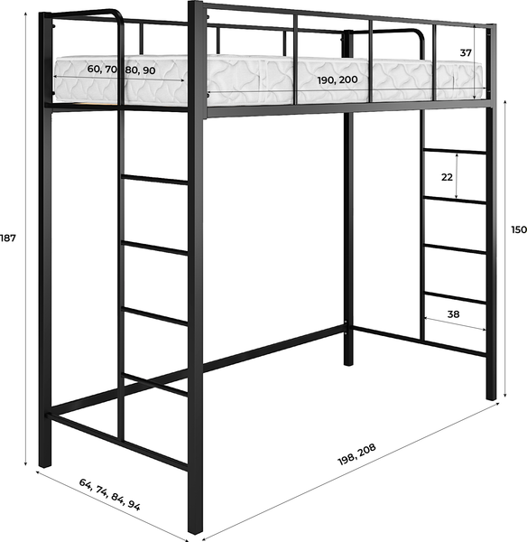 Односпальная кровать Князев Мебель Хельга 1 ХЕ1.80.200.Ч