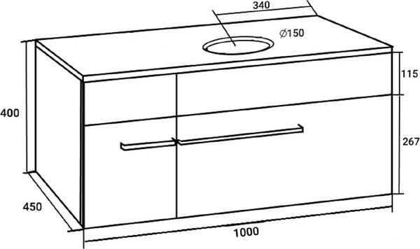 Тумба под умывальник Runo Вудлайн 100 (подвесная)