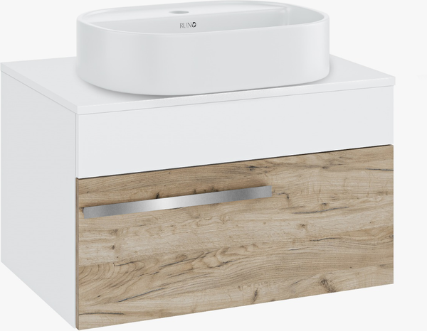 Тумба под умывальник Runo Вудлайн 65 (подвесная, крафтовый дуб)