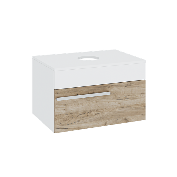 Тумба под умывальник Runo Вудлайн 65 (подвесная, крафтовый дуб)