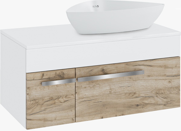 Тумба под умывальник Runo Вудлайн 85 (подвесная, крафтовый дуб)